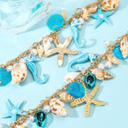 Starfish & Shell Pendant Necklace and Bracelet - Piña Colada