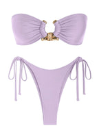 Solid Ring Detail Bikini Set - Piña Colada