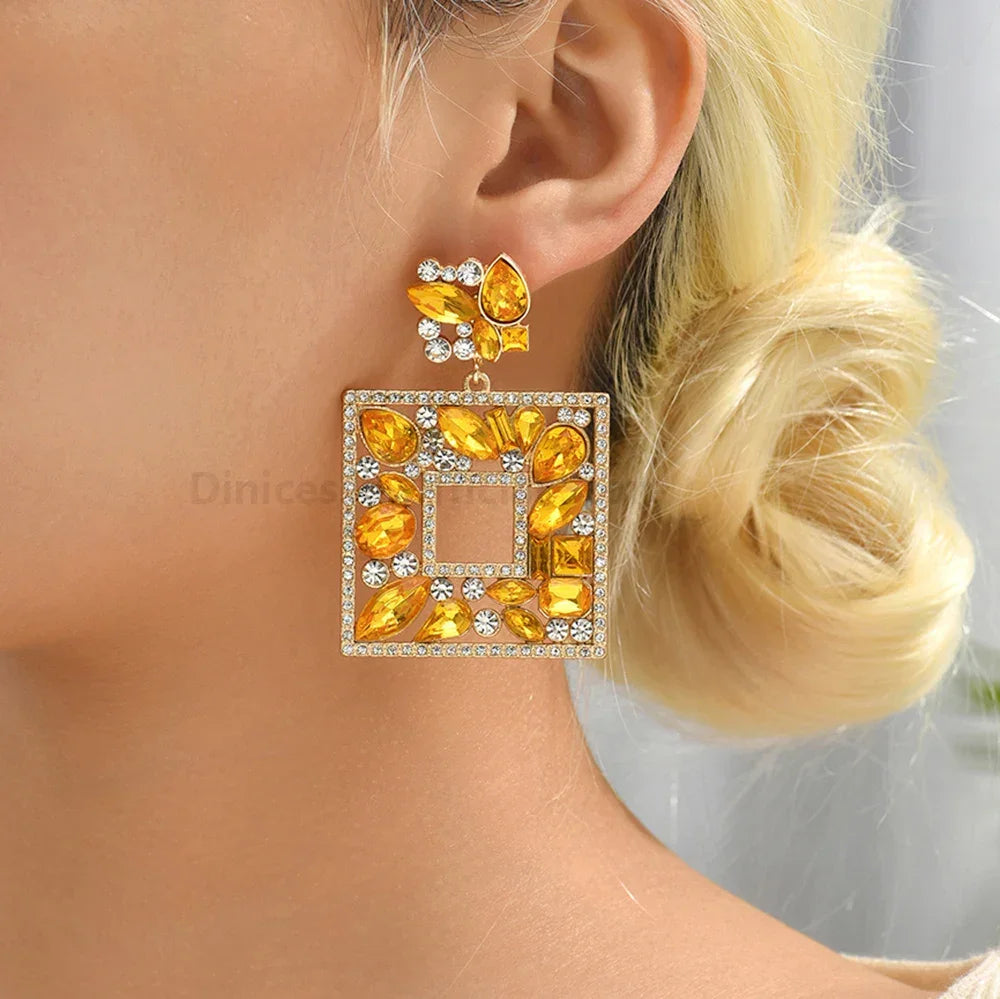 Colorful Crystal Earrings - Piña Colada