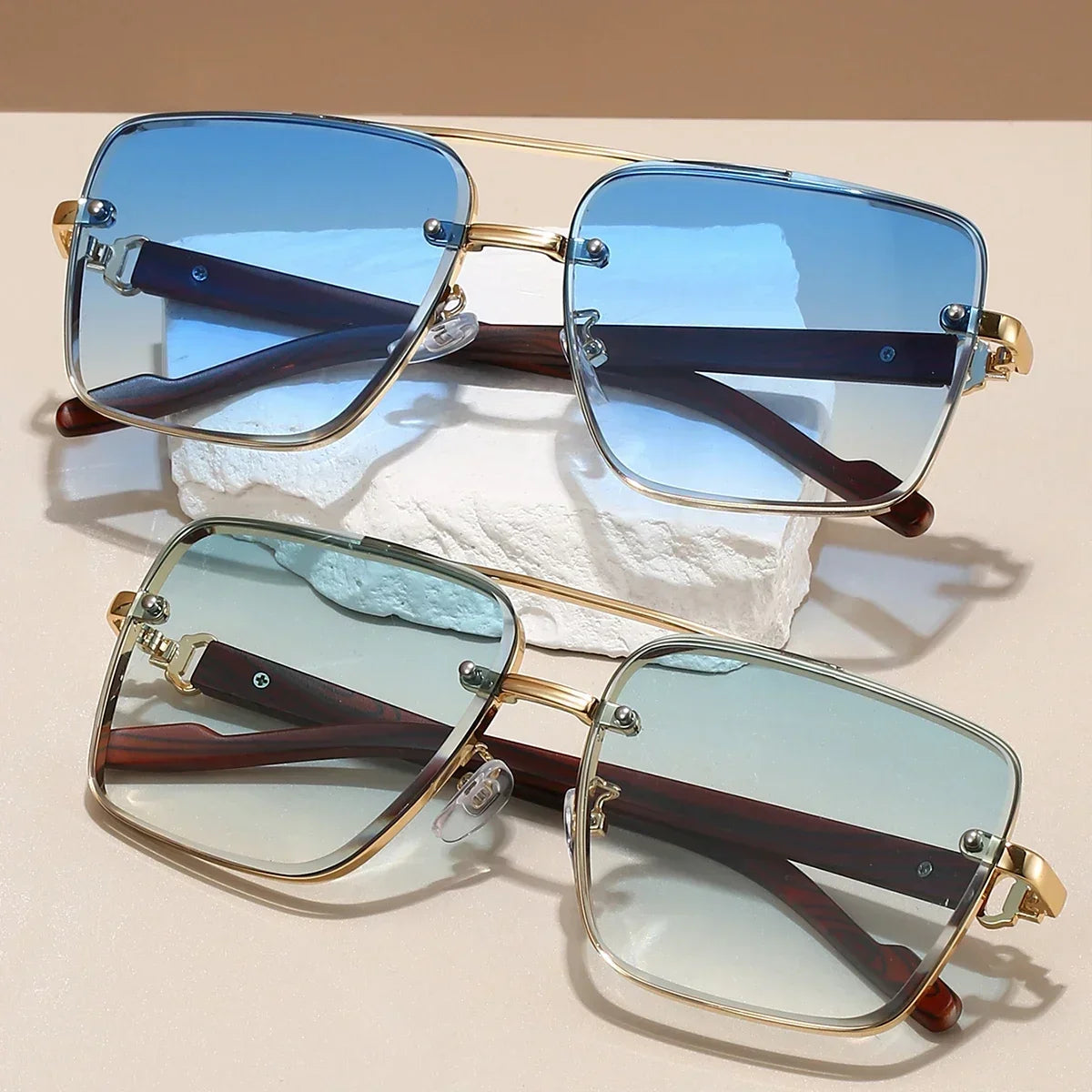 Square Metal Shades Sunglasses - Piña Colada