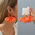 Boho Multicolor Cotton Flower Earrings - Piña Colada