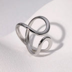 Stainless Steel Irregular Wave Ring - Piña Colada