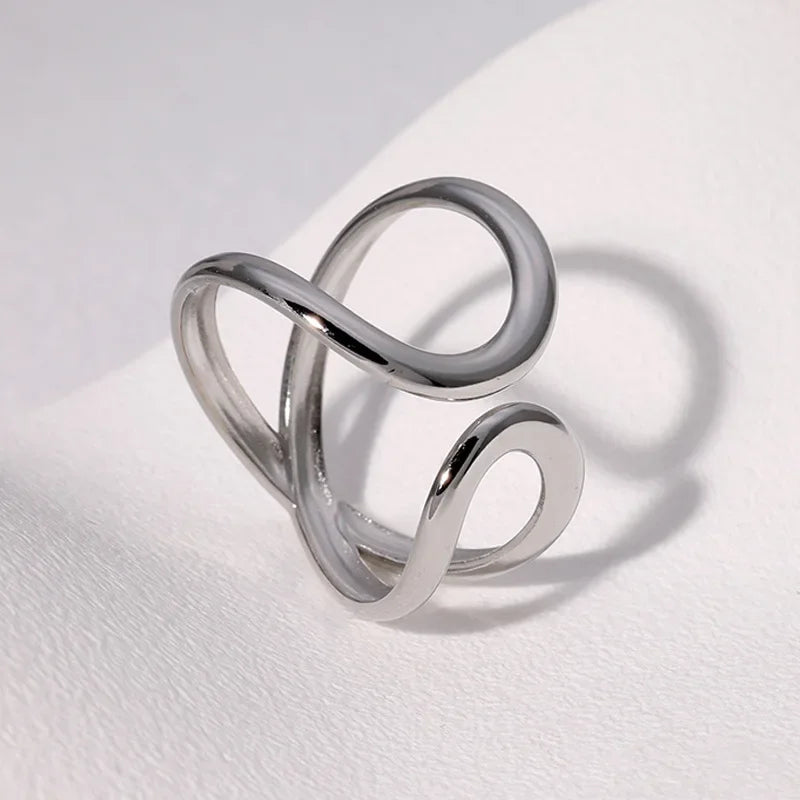 Stainless Steel Irregular Wave Ring - Piña Colada