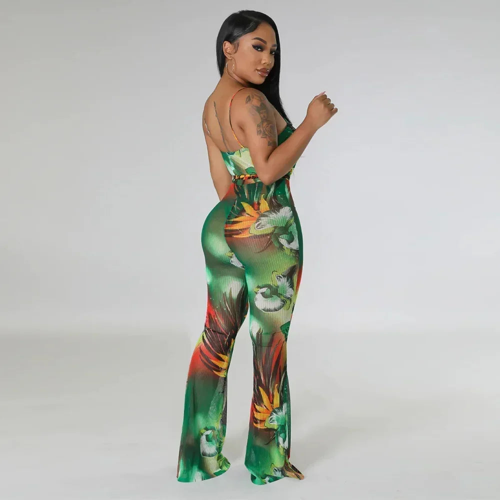 Floral Bodycon Jumpsuit - Piña Colada