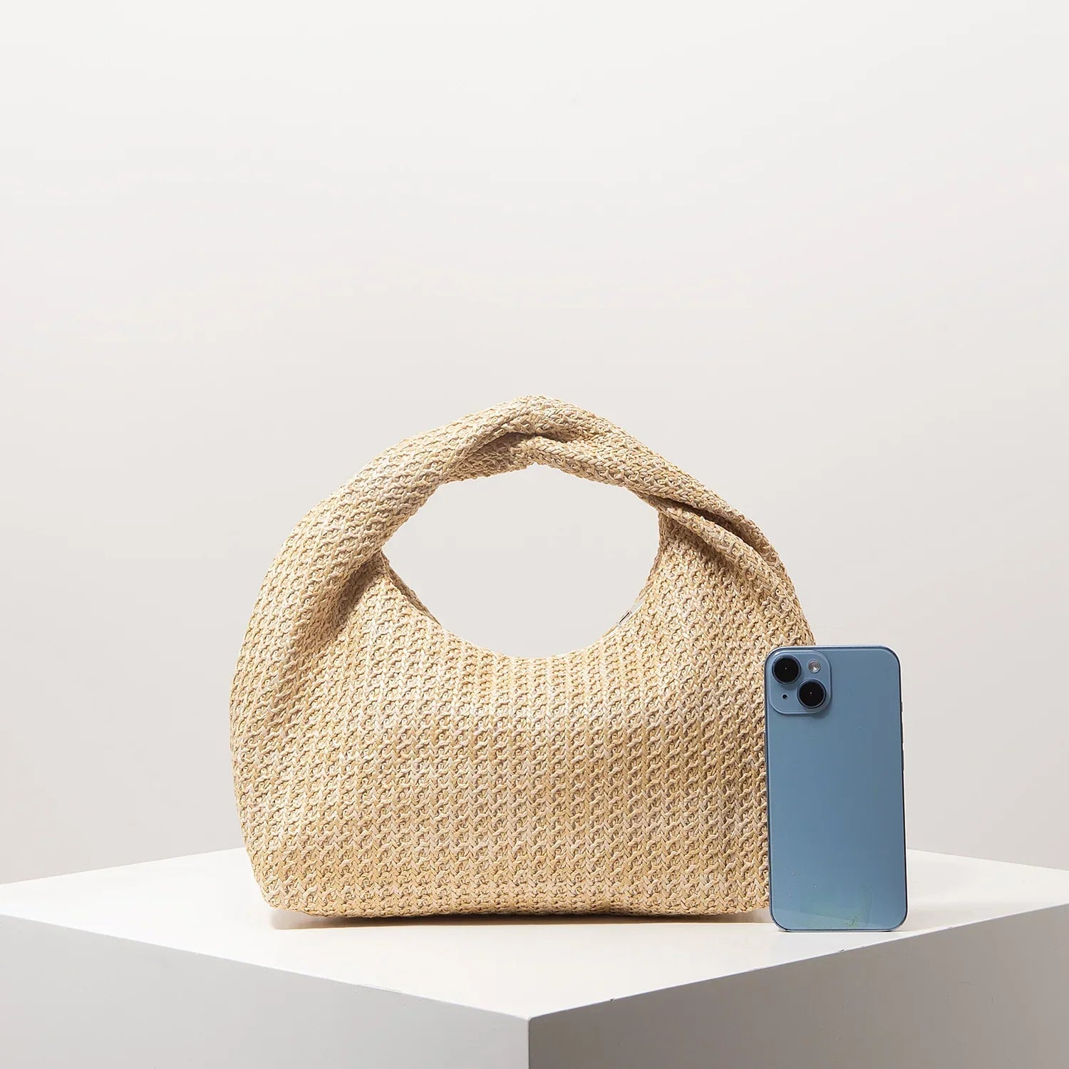 Pleated Straw Bag - Piña Colada