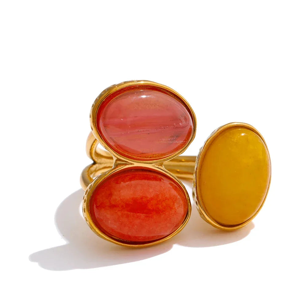 Agate Stone Ring - Piña Colada