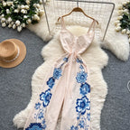 Vintage Printed Jumpsuit for Women – Full-Length Summer Romper with Mid Waist - Piña Colada