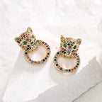 Leopard Head Stud Earrings - Piña Colada