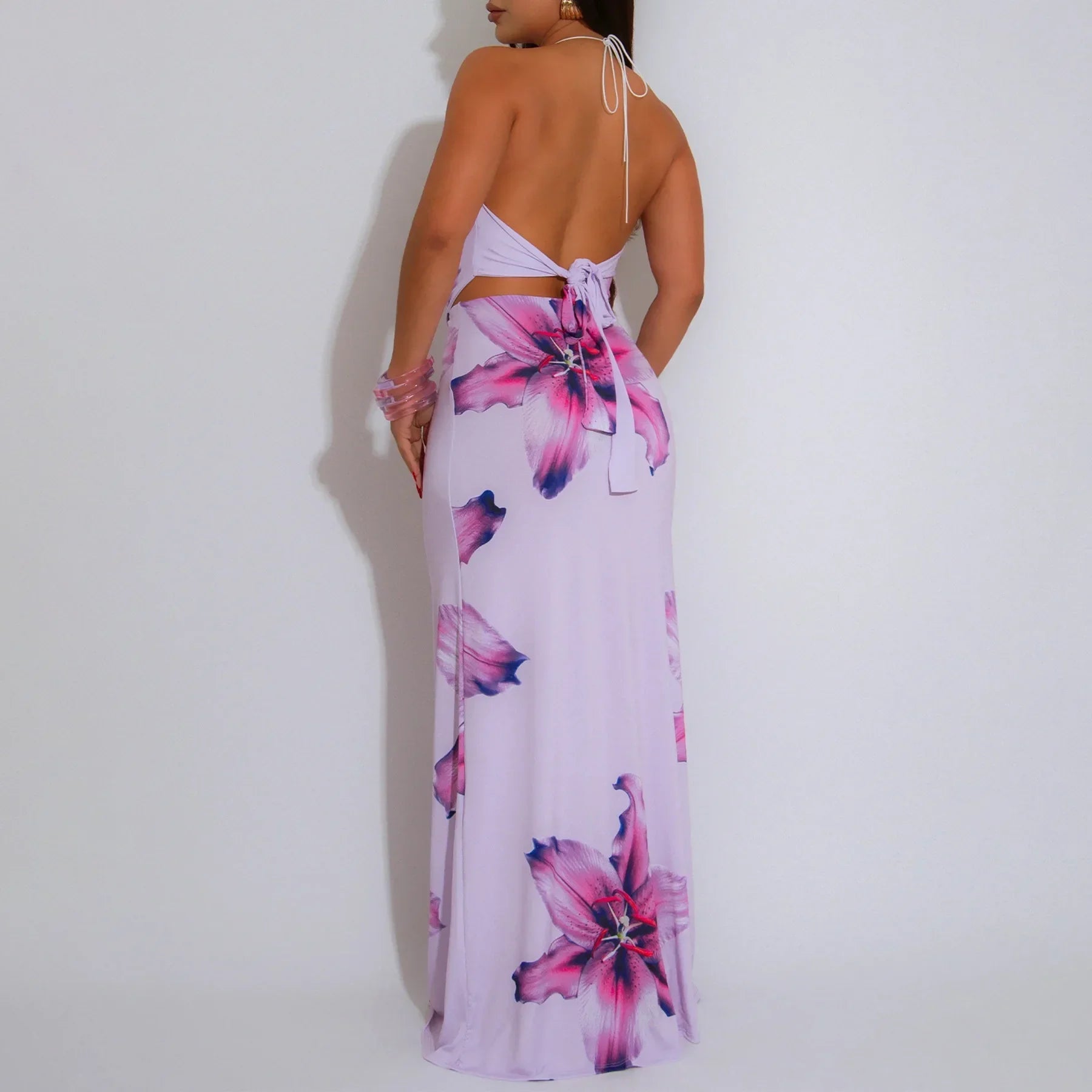 Floral Crop Top & Bodycon Skirt Set - Piña Colada