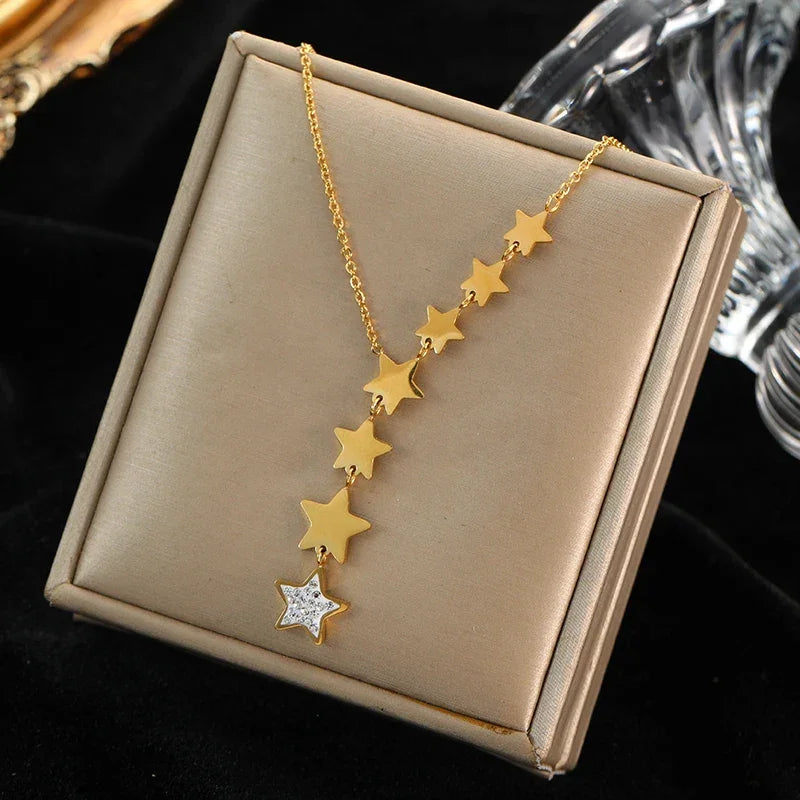Trendy Stainless Steel Ball Pendant Necklace for Women - Piña Colada