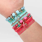 Bohemian Multicolor Stackable Beaded Bracelets - Piña Colada