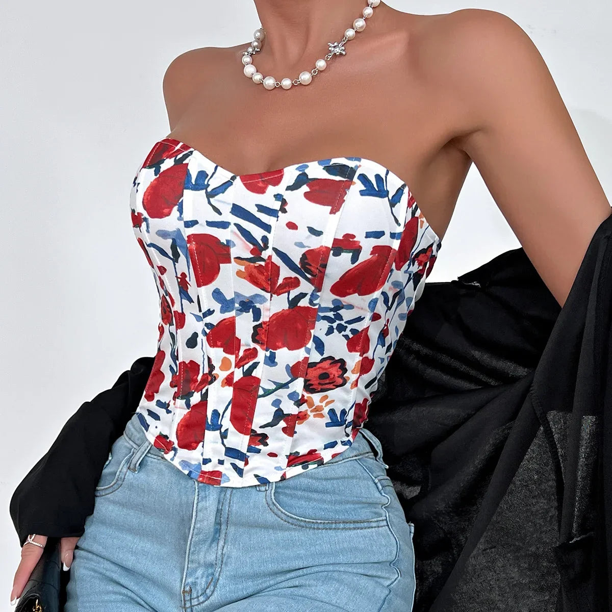 Off Shoulder Tank Top Low Cut Open Back - Piña Colada