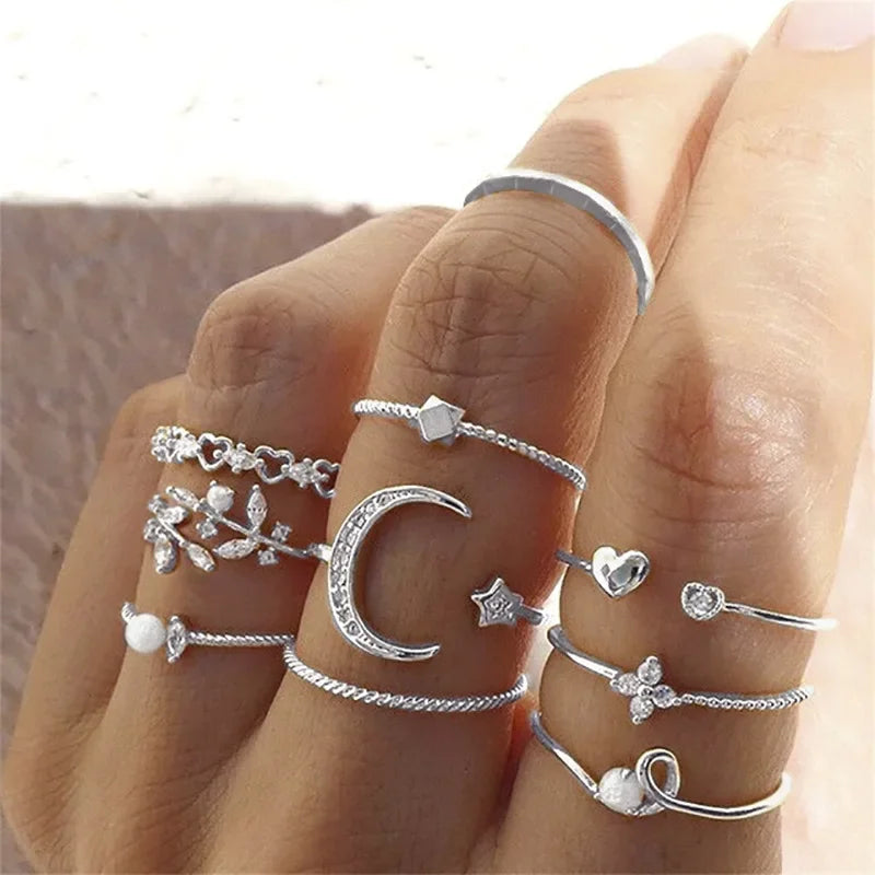Boho Zircon Rings Set - Piña Colada
