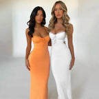 Lace Spliced Backless Maxi Dress - Piña Colada