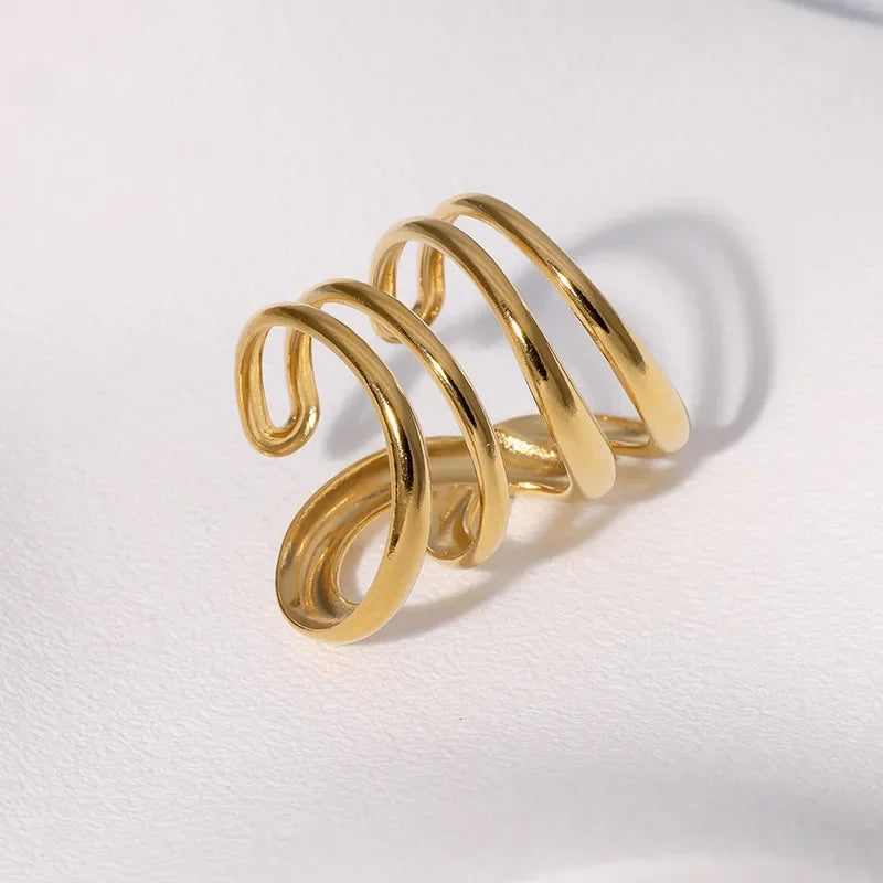 Stainless Steel Irregular Wave Ring - Piña Colada