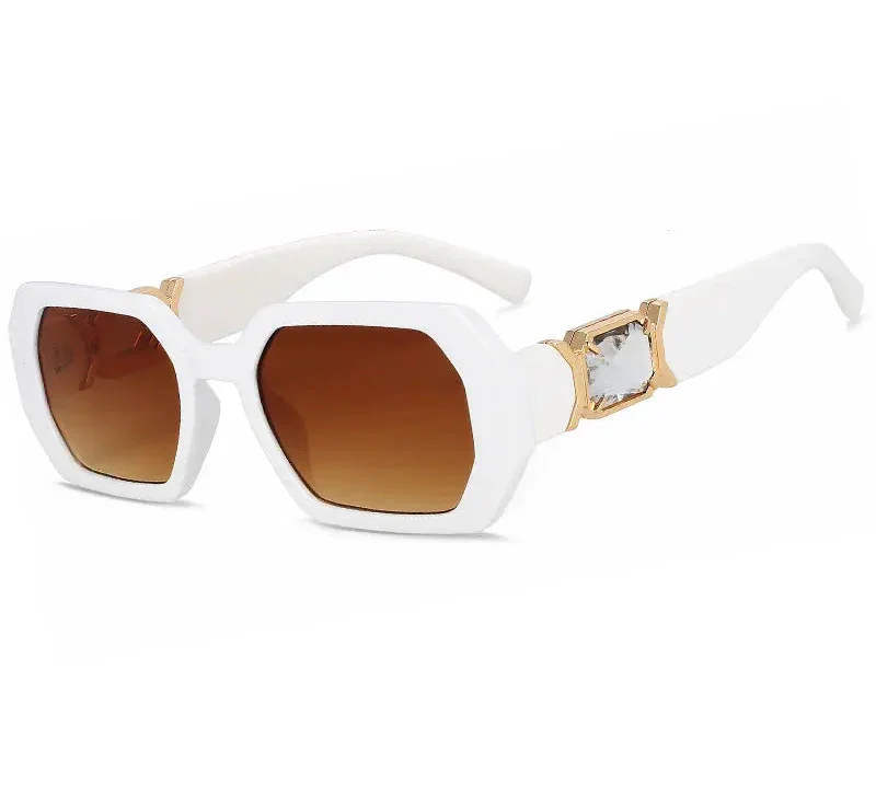 Oversized Diamond Rectangle Sunglasses - Piña Colada