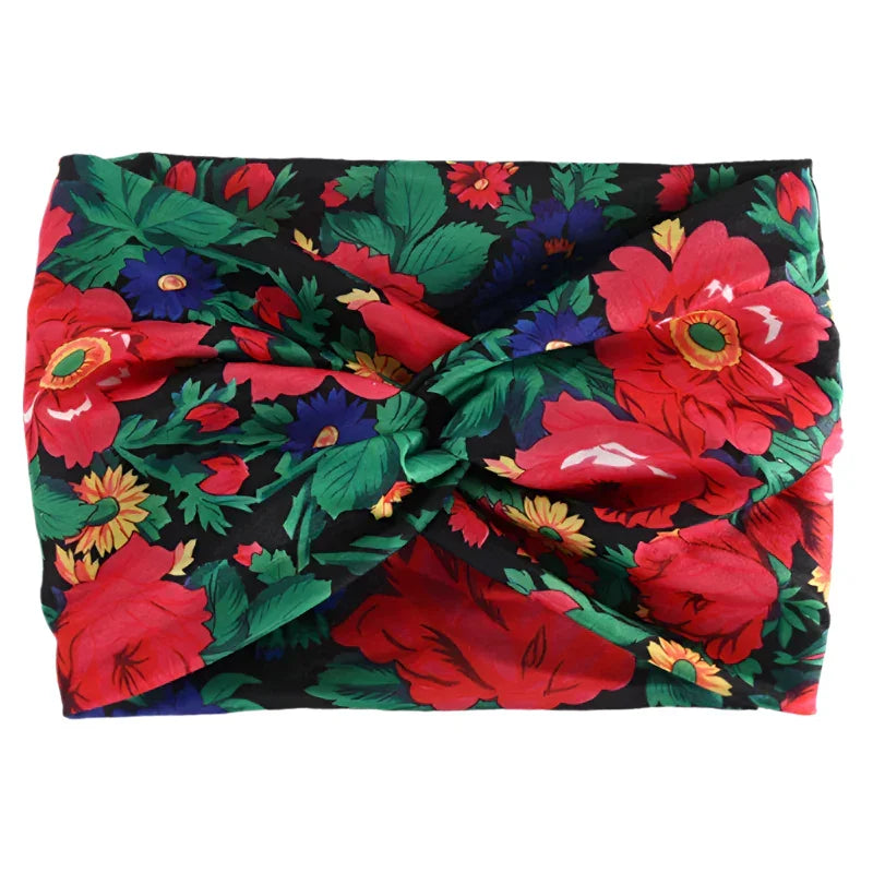 Printed Wide Elastic Headband - Piña Colada