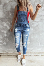 Denim Overalls Ripped Jeans - Piña Colada