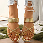 Elegant Flat Gladiator Sandals - Piña Colada