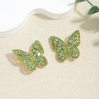 Colorful Crystal Butterfly Stud Earrings - Piña Colada
