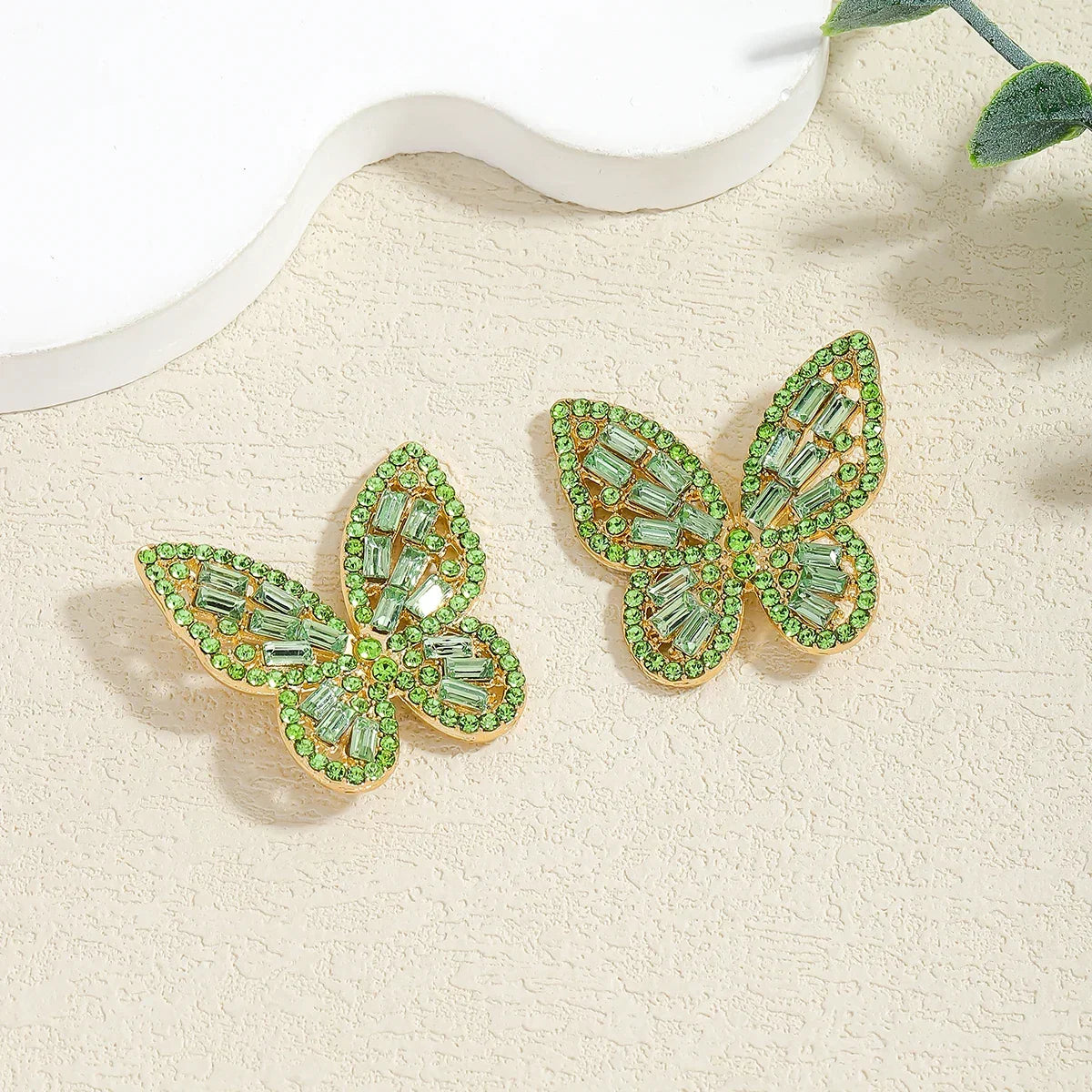 Colorful Crystal Butterfly Stud Earrings - Piña Colada