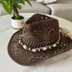 Summer Bohemian Shell Straw Hat - Piña Colada