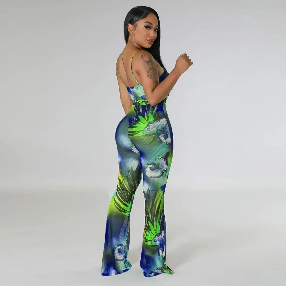 Floral Bodycon Jumpsuit - Piña Colada