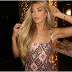 Sequin Square Neck Mini Dress - Piña Colada