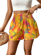 Tropical Floral Print Shorts - Piña Colada