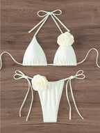 Flowers Halter Strappy Bikini - Piña Colada