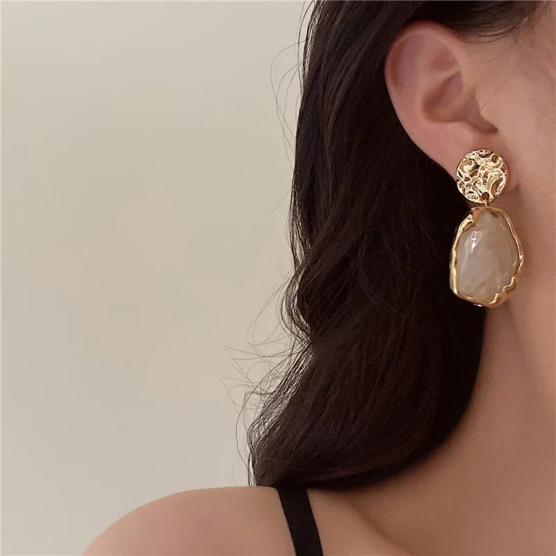 Geometry Irregularity Resin Stud Earrings - Piña Colada