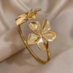 Stainless Steel Double Flower Cuff Bracelet - Piña Colada