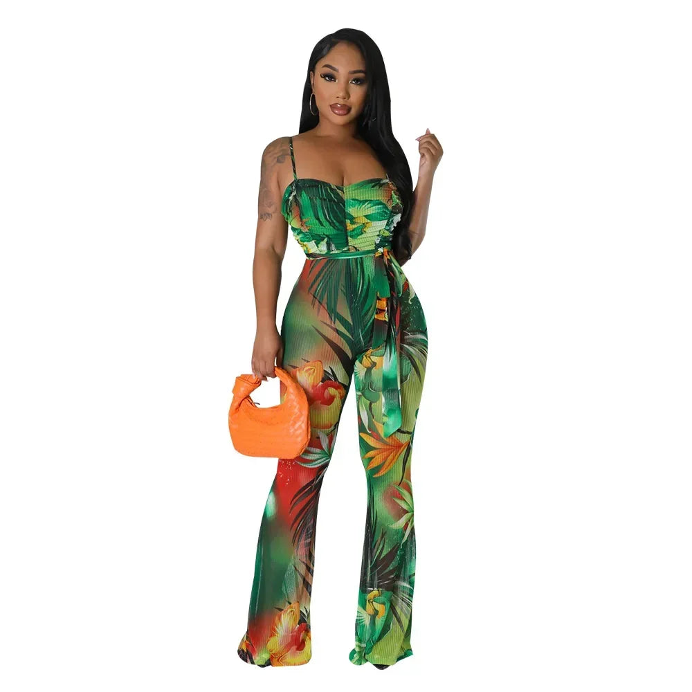 Floral Bodycon Jumpsuit - Piña Colada