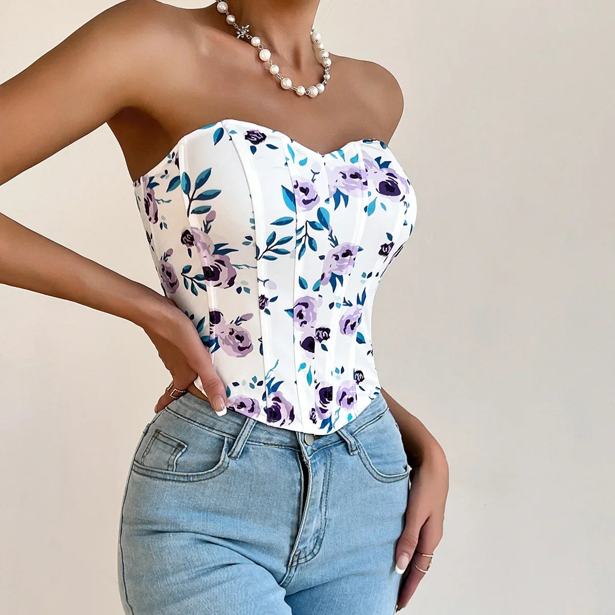 Off Shoulder Tank Top Low Cut Open Back - Piña Colada