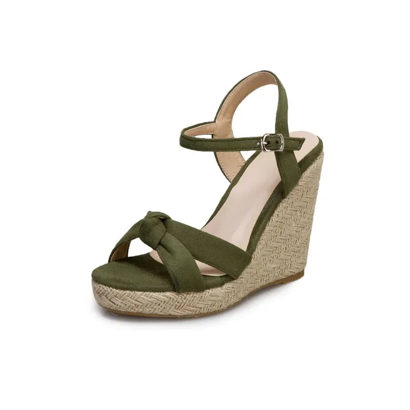 Velvet Wedge Sandals – Ultra High Platform Summer Heels - Piña Colada