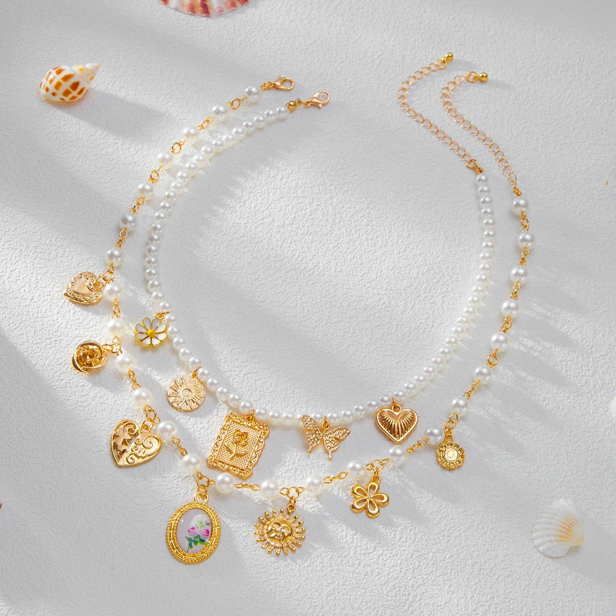 2Pcs/Set Butterfly Sunflower Necklace - Piña Colada
