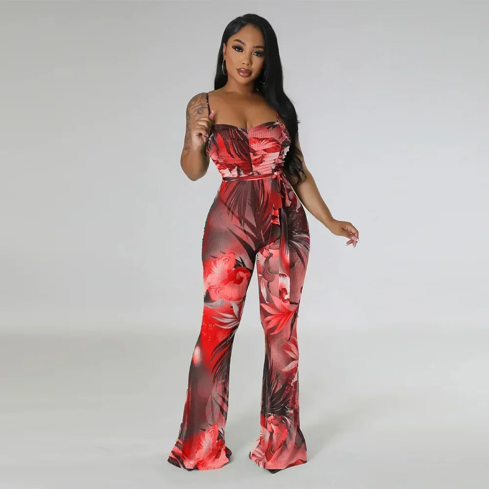 Floral Bodycon Jumpsuit - Piña Colada