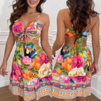 Tropical Print Bodycon Dress - Piña Colada