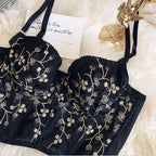 3D Floral Embroidered Bustier Cami Top - Piña Colada