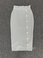 Elastic Bodycon Mid Bandage Skirt - Piña Colada