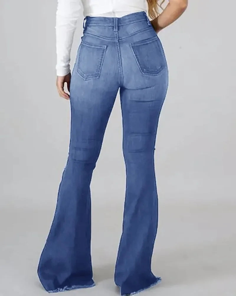 High-stretch Ripped Jeans High Waist - Piña Colada
