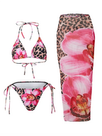 3-Piece High Waist Bikini Set with Skirt – Sexy Beachwear - Piña Colada