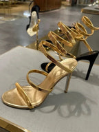 High Heel Platform Sandals – Elegant Ankle Strap Slip-On - Piña Colada