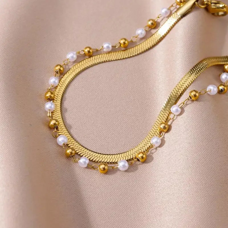Stainless Steel Gold-Plated Anklet for Women - Piña Colada
