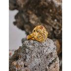 Stainless Steel Star Moon Eye Charms Ring - Piña Colada