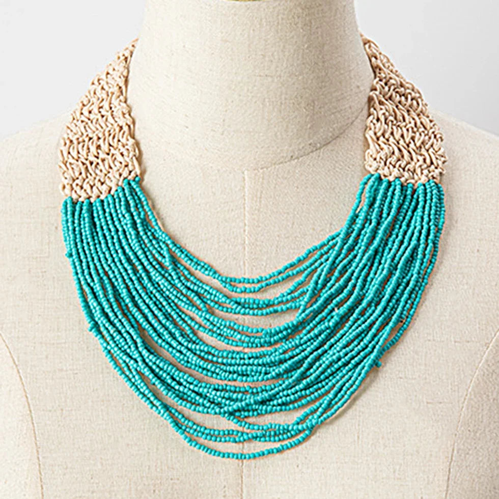 Handmade Small Beaded Necklace - Piña Colada