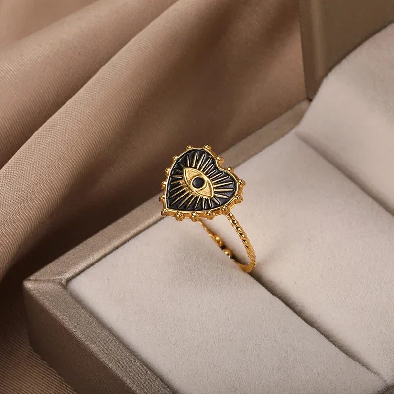 Evil Eye Rings Stainless Steel - Piña Colada