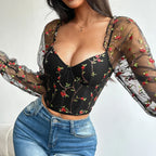 Mesh Long Sleeve Corset - Piña Colada