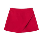 Asymmetrical High Waist Zipper Shorts - Piña Colada