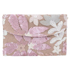 Floral Sequin Straw Clutch - Piña Colada